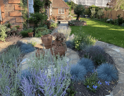 Path made of reclaimed yorkstone